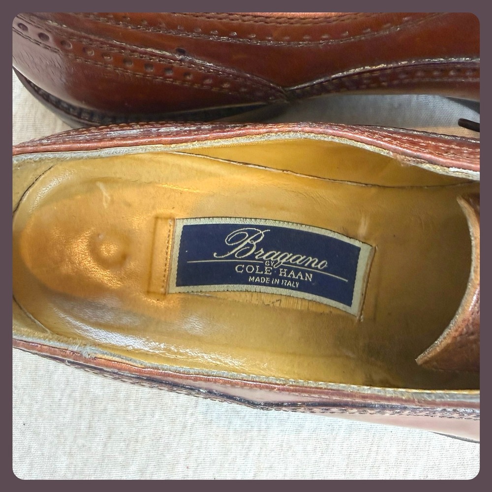 Cole Haan Briaano Mens Brown Leather Cap Toe Oxford Dress Shoes Made in Italy - Picture 4 of 11